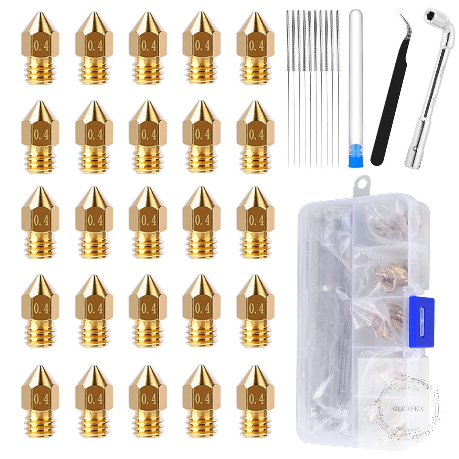 25PCS MK8 Ender 3 V2 Nozzles 0.4MM, 3D Printer Brass Hotend Nozzles with DIY