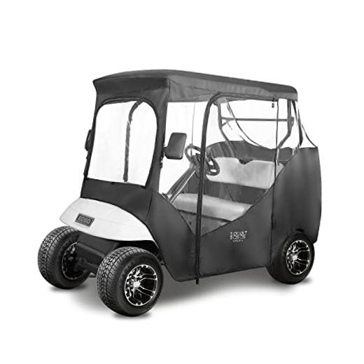 Golf Cart Black Enclosure Cover for 2 Passenger EZGO TXT, 4-Sided Clear