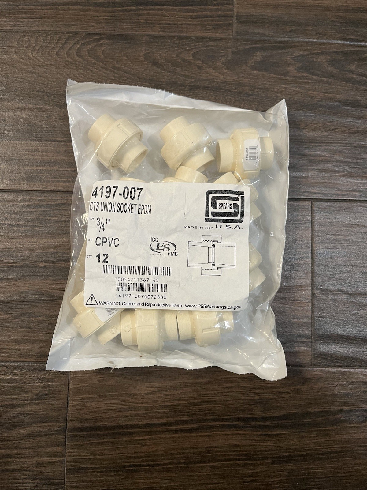 Spears 3/4" CPVC Union Bag of 12 Pieces