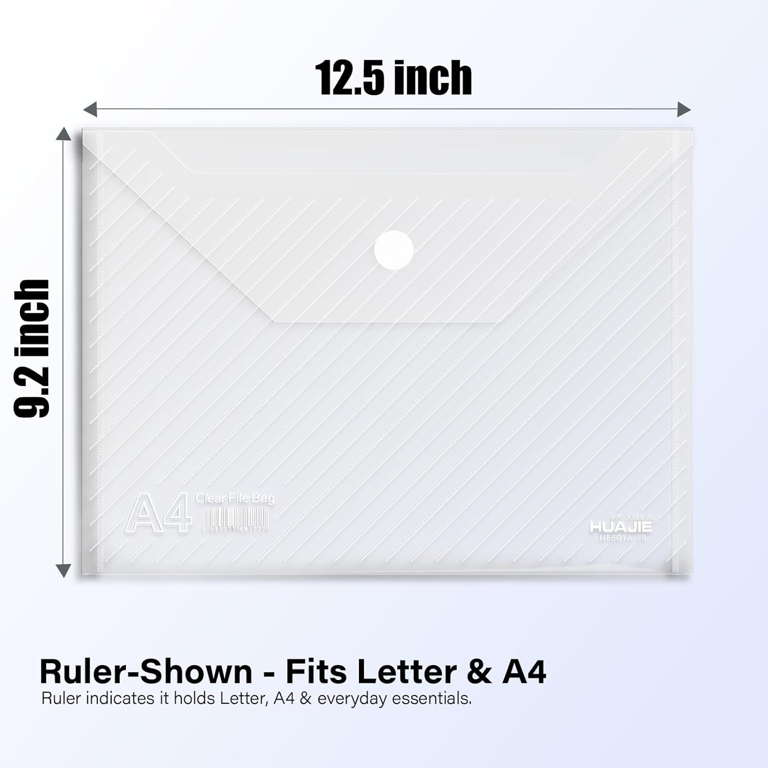 10 Pack, Plastic Envelopes – Transparent Waterproof Reusable File Folders for A4