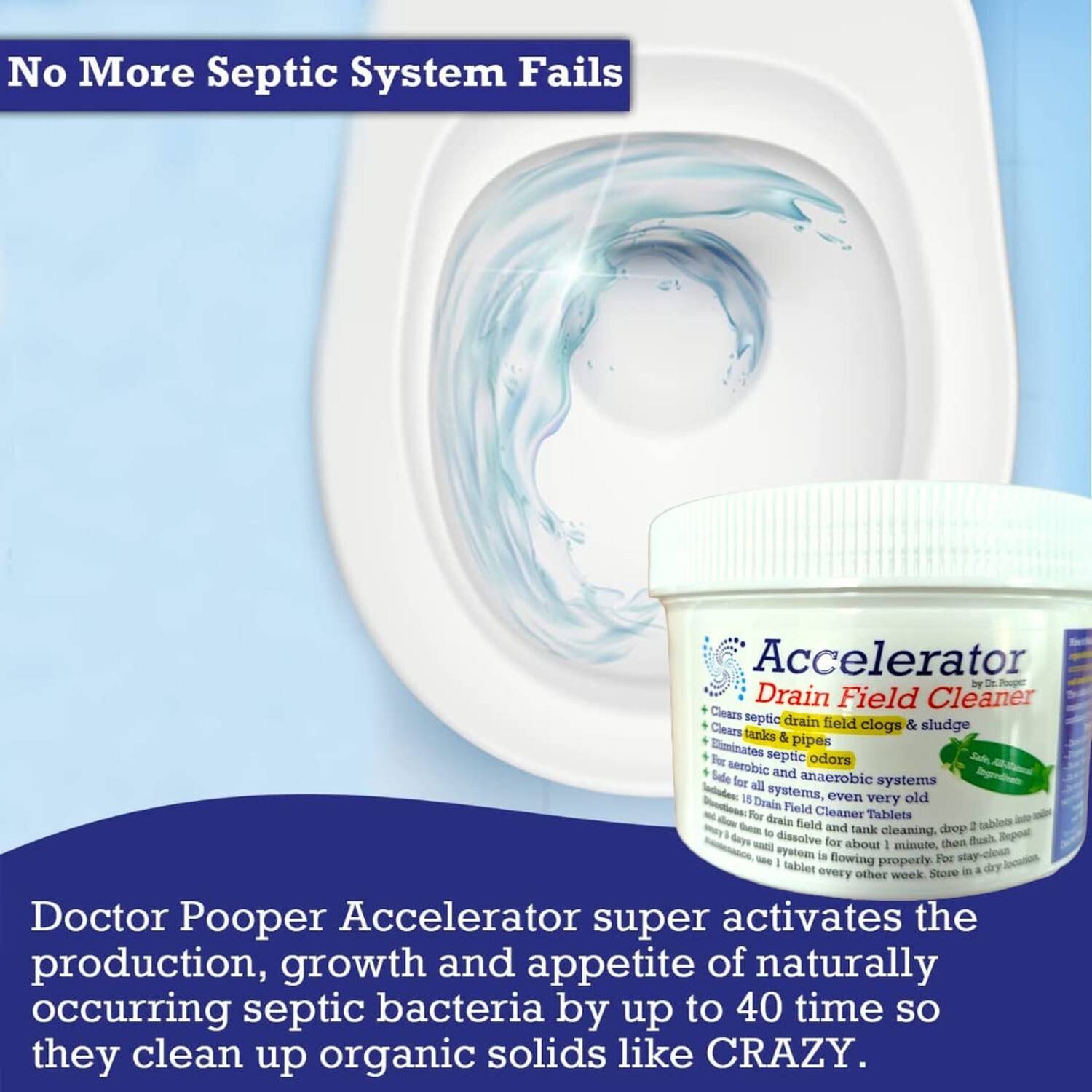 Accelerator by Dr. Pooper Drain Field Cleaner - Clears Septic Tank PLUS the L...