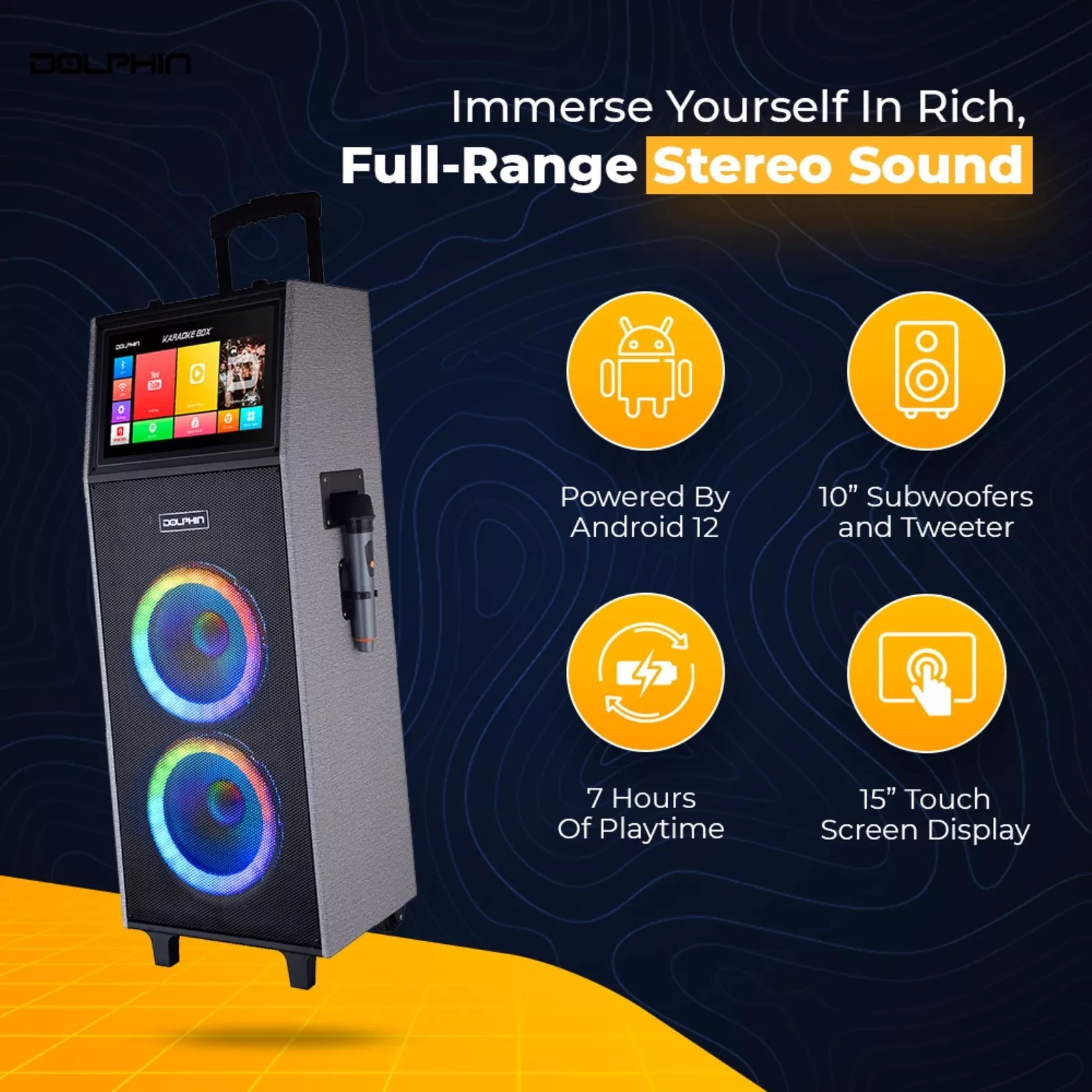 Professional Karaoke Machine Bluetooth Speaker Lyrics Display Screen WirelessMic