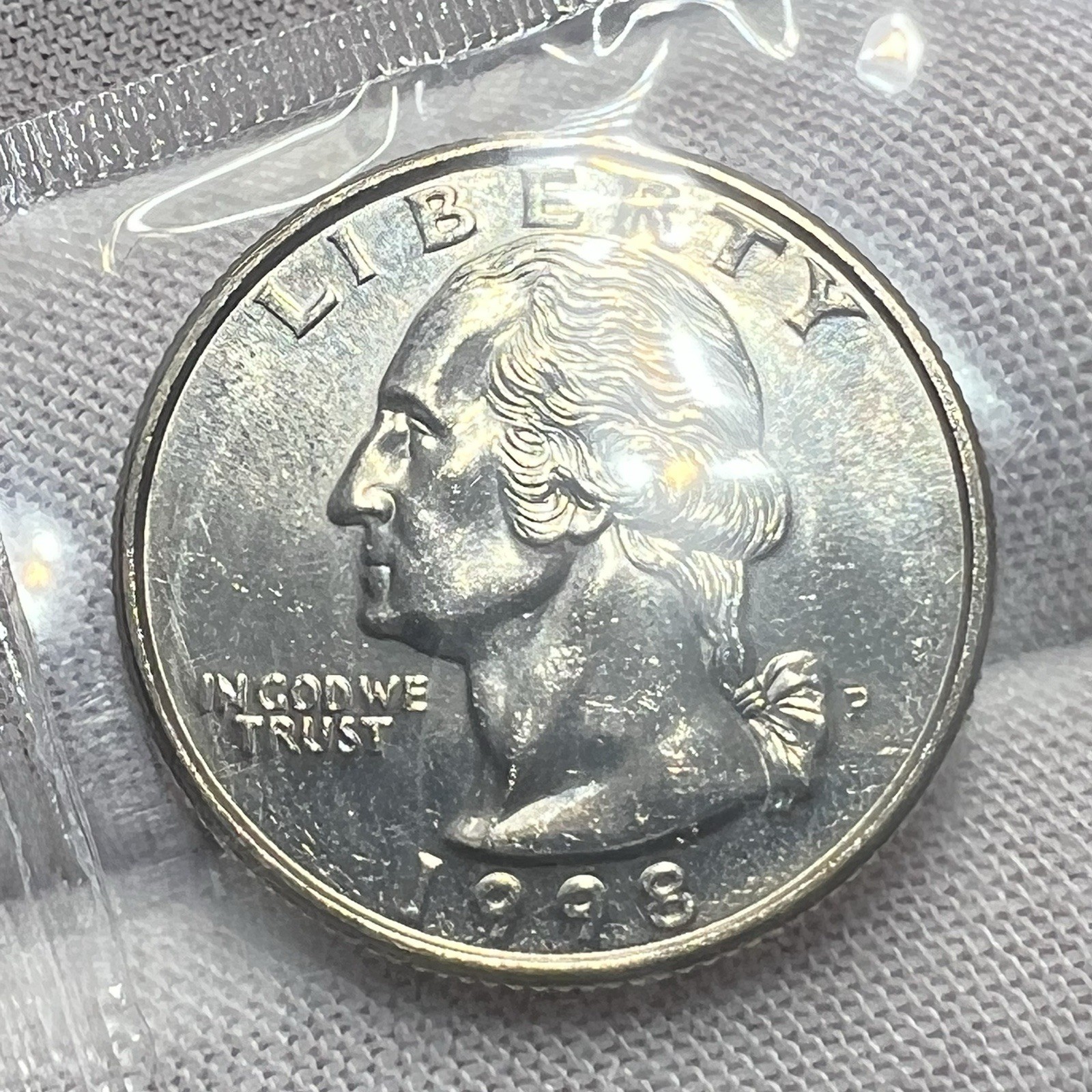 1998-P&D Washington Quarters BU in Mint Cello receive the 2 coins pictured #1497