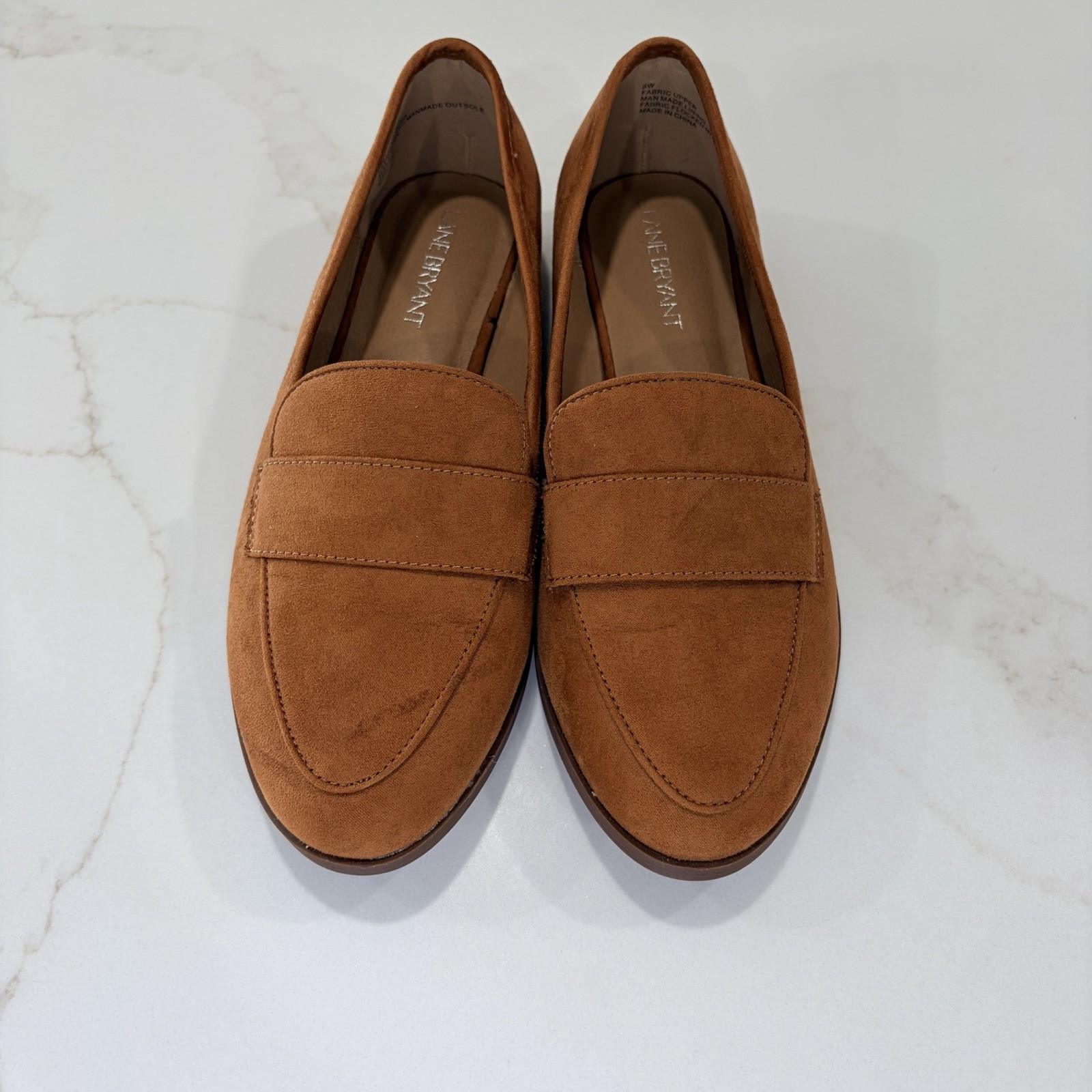 Lane Bryant Brown Fabric Slip-On Loafer Flats Almond Toe Women's Size 8W