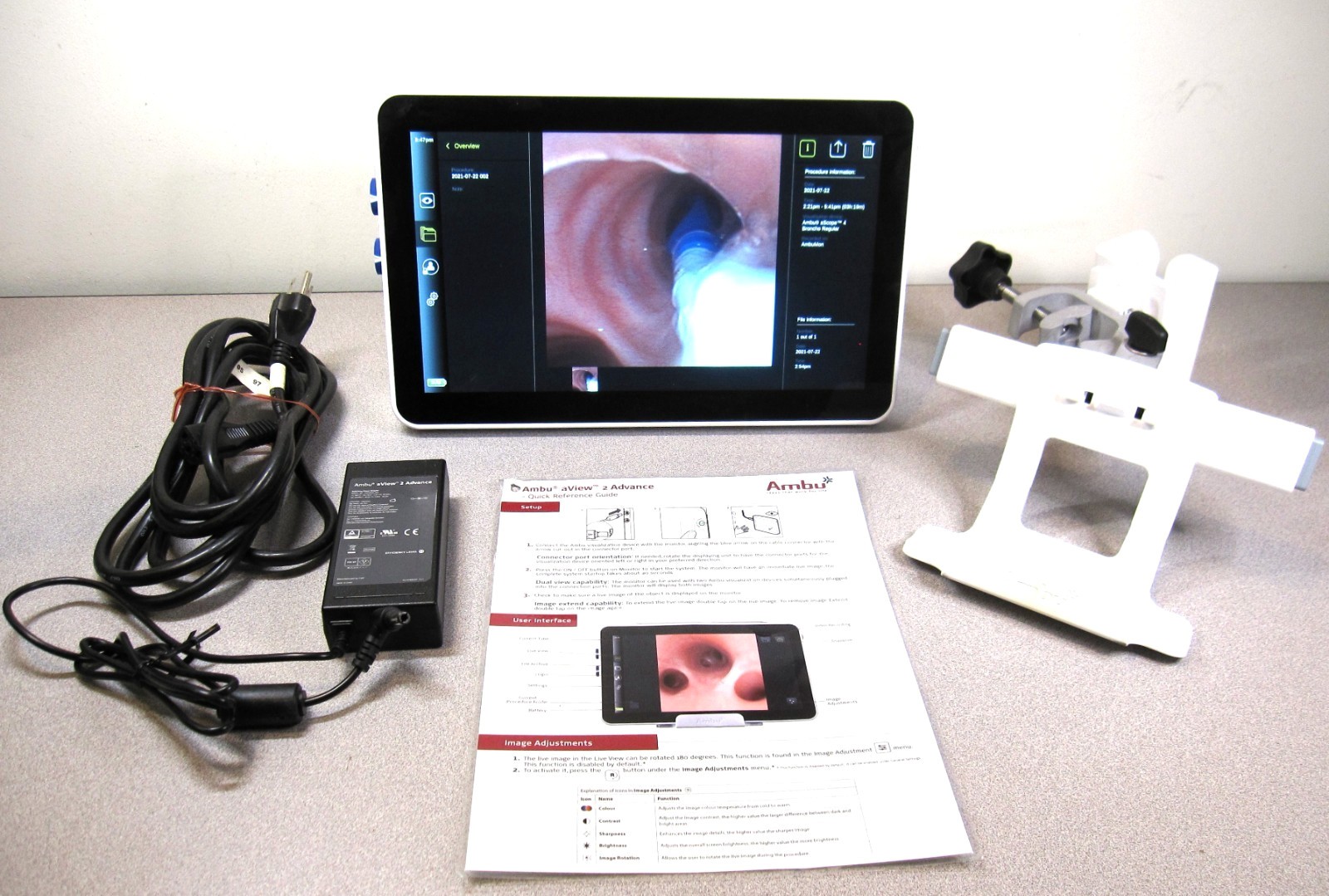 Ambu aView 2 Advance 405011000 Touchscreen Monitor, Power Supply, Mount Tested