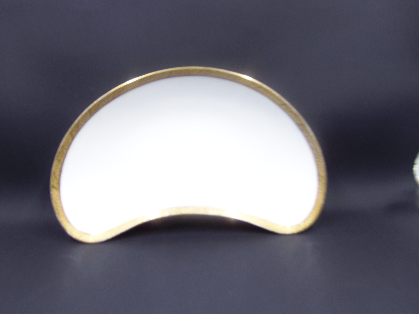 Limoges Crescent Candy Dish White Gold Rim 6.5" X 4"