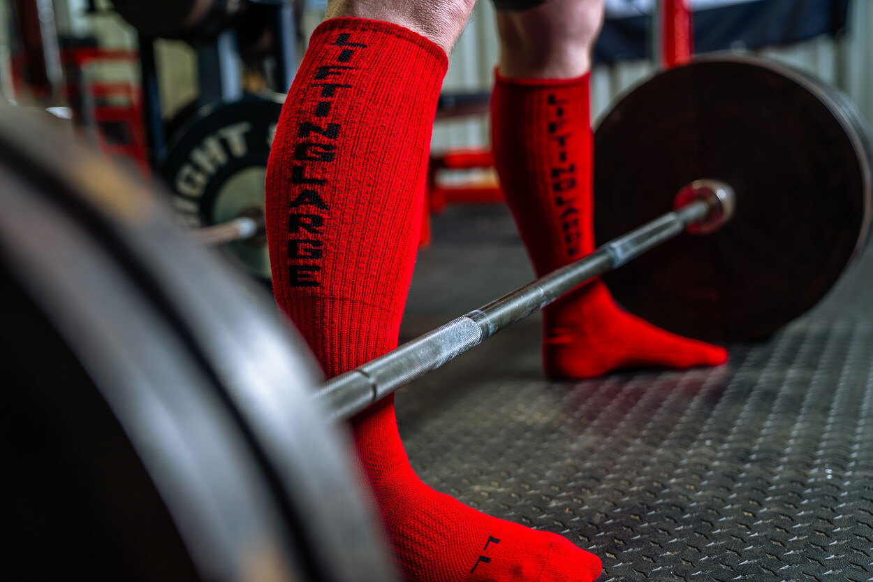 Red High Performance Deadlift Socks - Powerlifting - IPF Approved