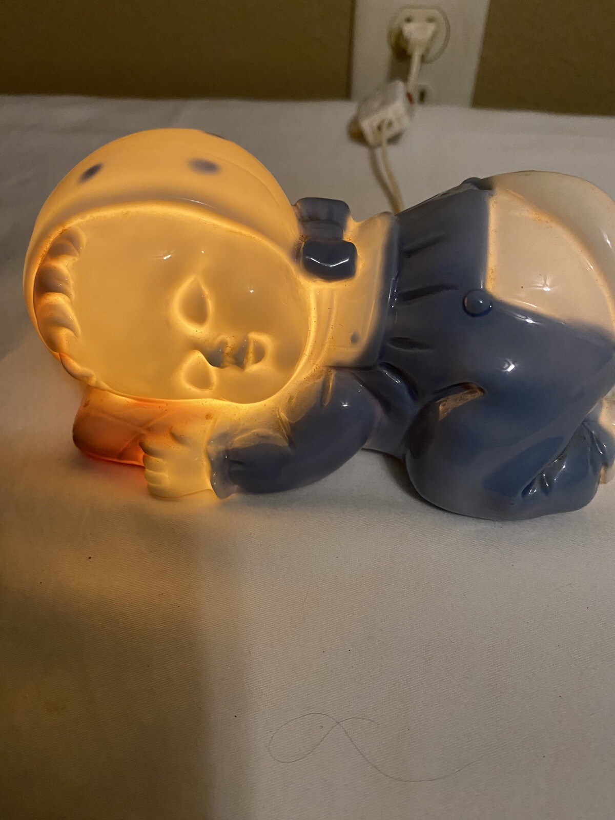 Sleeping Baby Night Light Japan VTG Porcelain Treasure Masters 5.5” Nursery