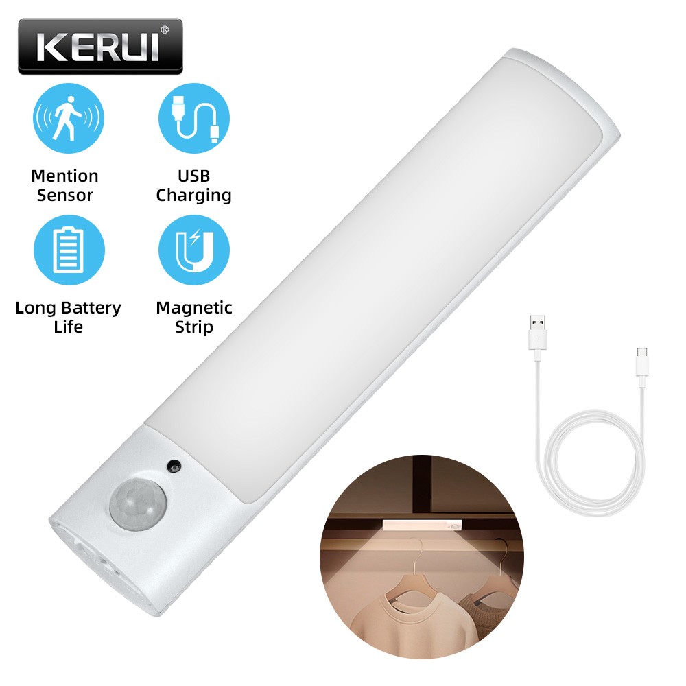 Magnetic Energy Saving Motion LED Warm Light USB Recharge Garage Pantry Stair