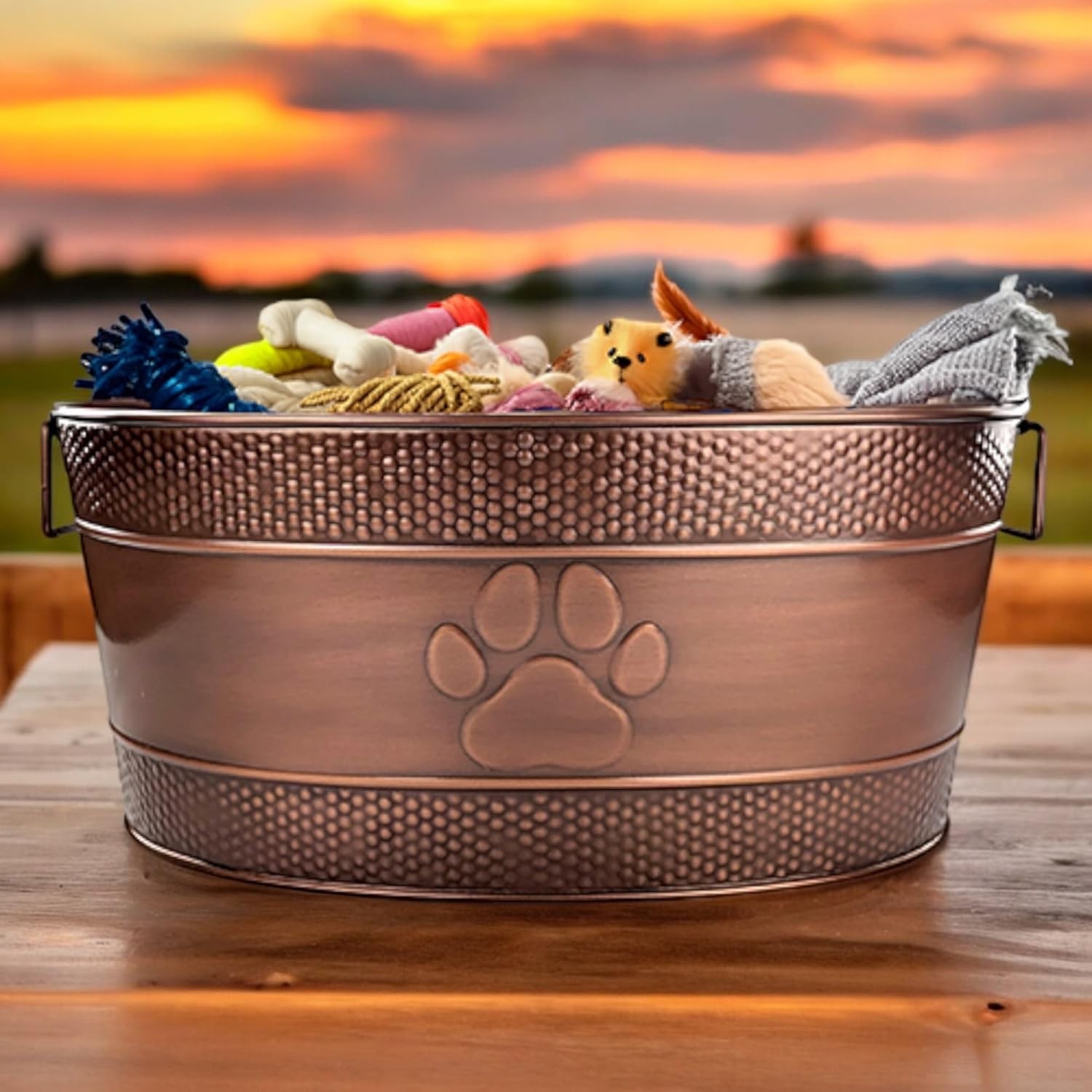BREKX Indestructible Metal Dog Toy Bin - Copper - 25 Qt, Bronze