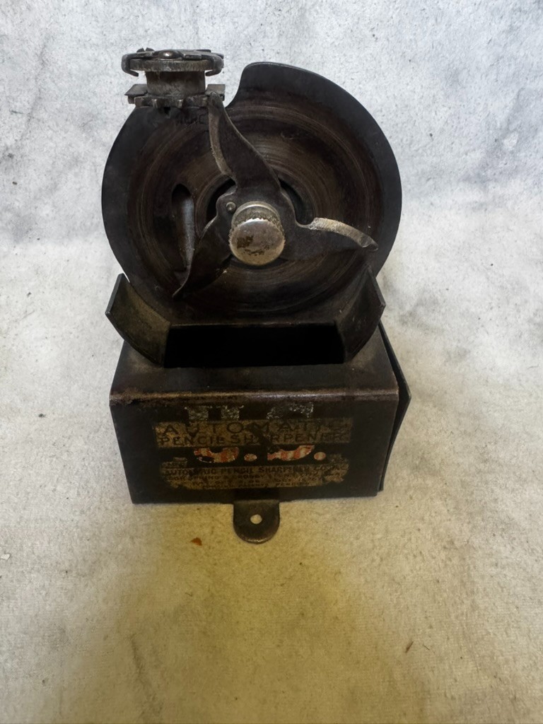 Rare Antique U.S. Automatic Pencil Sharpener  Cor. Spring & Crosby STS With Tray