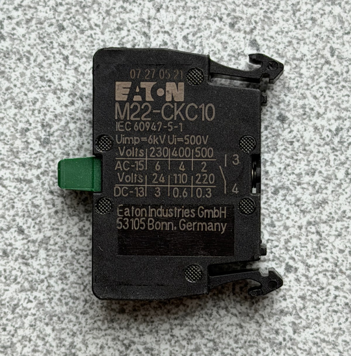 NEW EATON M22-CKC10 Pushbutton Switch Auxiliary Contact 1NO
