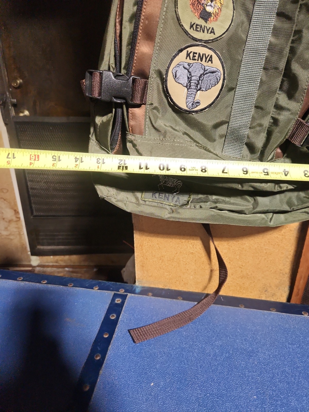 Green Padded Backpack With Kenya Patches