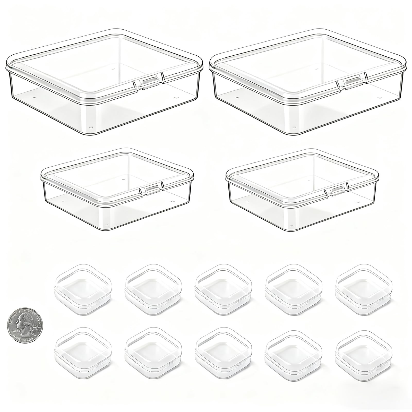 Aitoper 14 PCS Clear Plastic Small Storage Containers with Lids, Mini