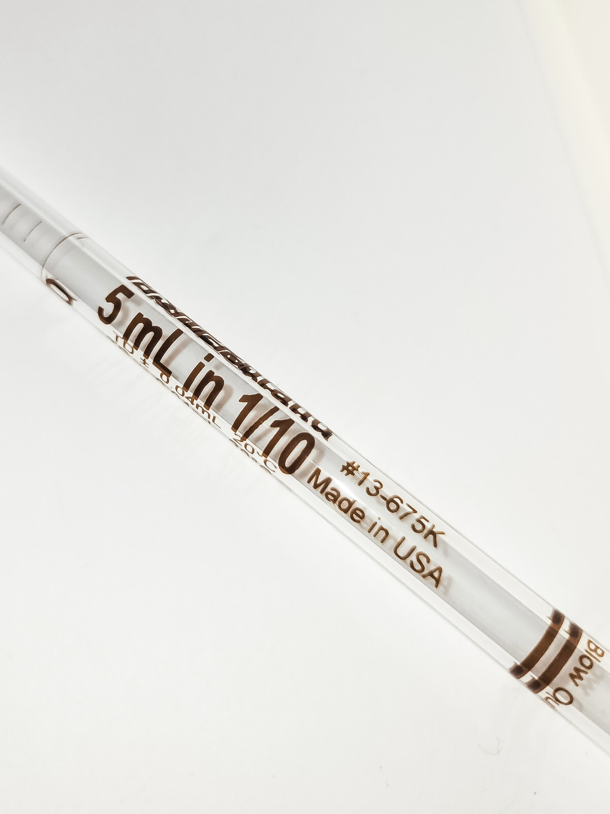 Fisher Brand 5ml  in 1/10 Glass 13-675K Serological Lab Pipet Pipette ~13 5/8"L