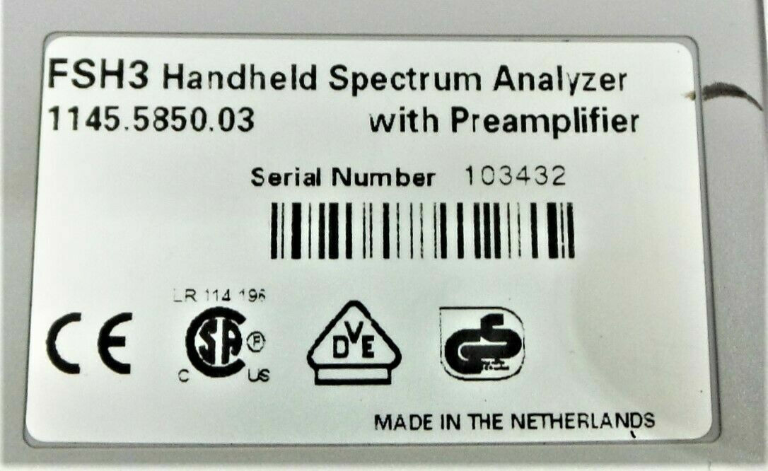 Rohde & Schwarz FSH3 Spectrum Analyzer 100 kHz 3 GHz