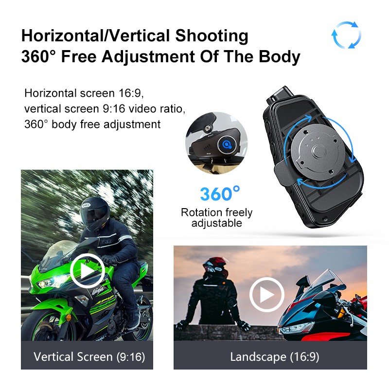 Auriculares BT para casco de motocicleta cámara grabadora de conducción HD 1080P