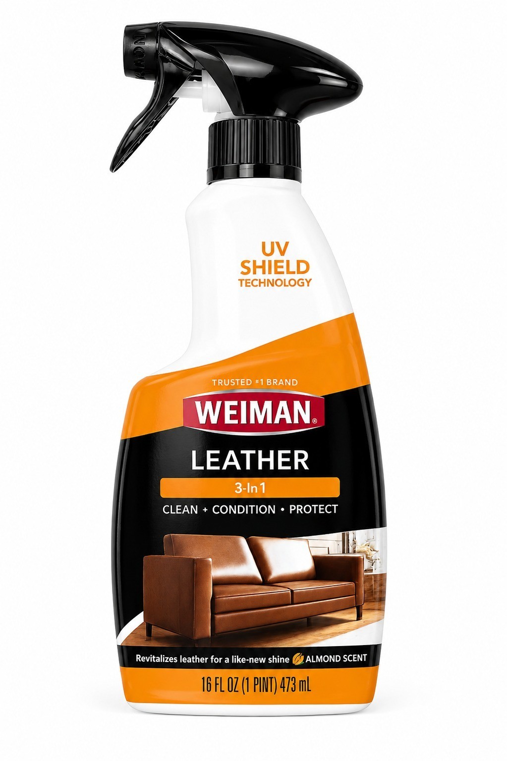 Weiman 3-in-1 Leather Cleaner & Conditioner, UVX Protection, 16 oz