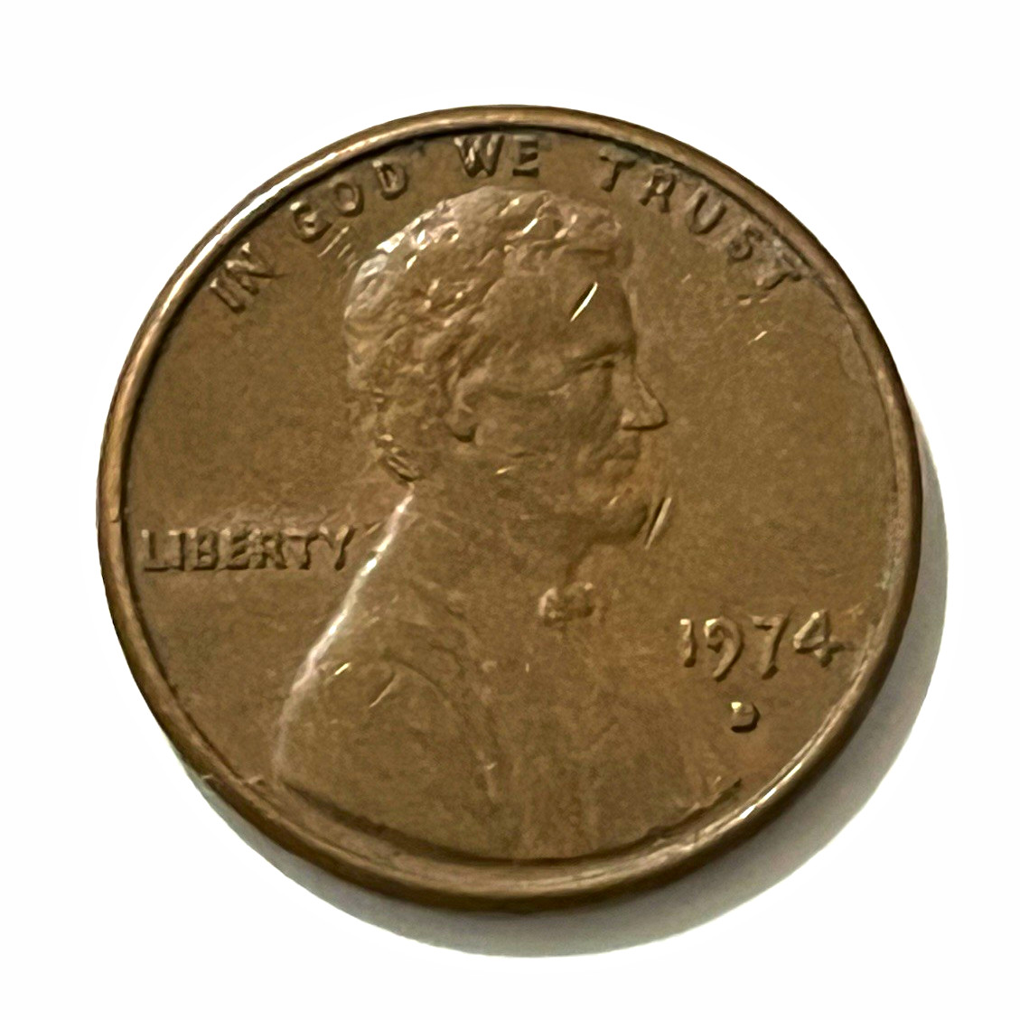 1974-D FILLED IN MINT MARK LINCOLN MEMORIAL PENNY BN FREE SHIPPING!