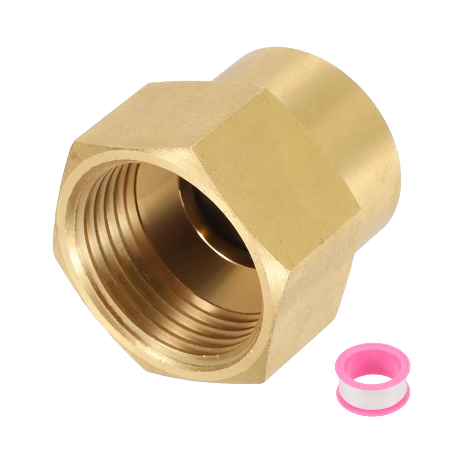 Brass Pipe Fitting, 3/4" g Female × 1/2"NPT Female Hex Nipple Pipe Adapter
