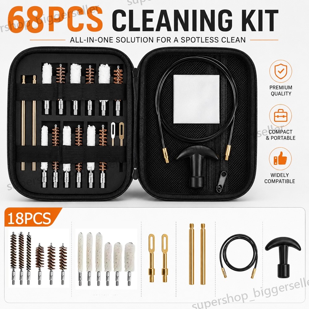 68 PCS Gun Cleaning Kit Pro Universal Pistol Rifle Shotgun Cleaner Set Free Ship