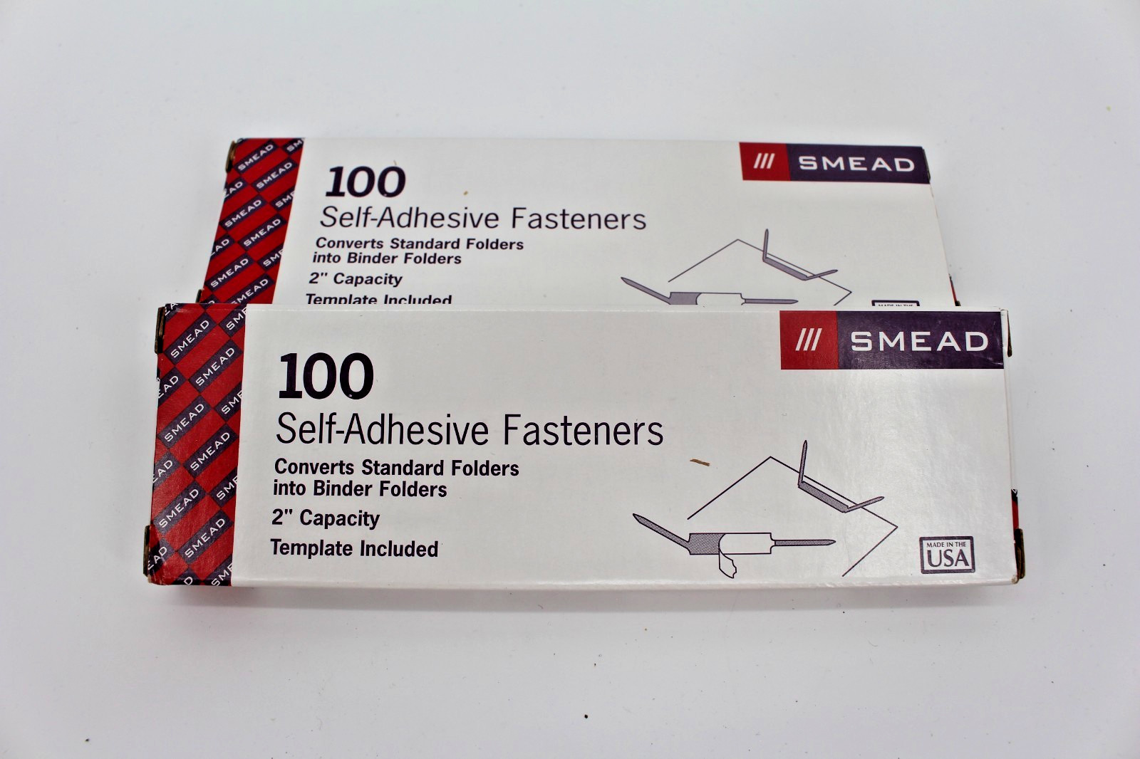 2 Pack Smead Self-Adhesive Fastener, 2" Capacity, Brown, 100 per Box (68220)