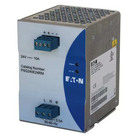 Eaton Psg240e24rm Dc Power Supply, 100/240V Ac, 24V Dc, 240 W, 10 A, Din Rail