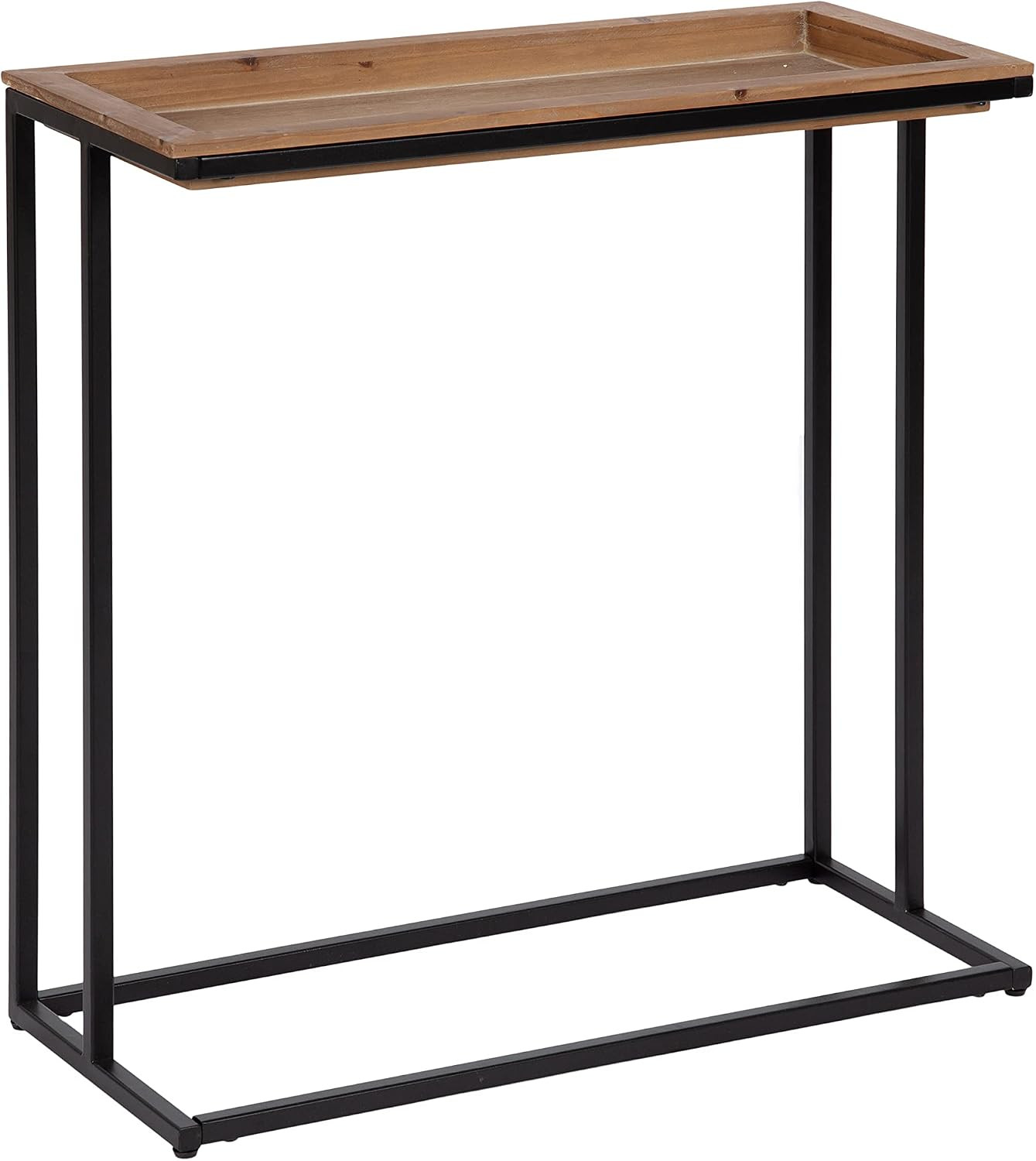 Lockridge Metal Console Table with Removable Tray Top, 28 X 31 X 13, Natural Woo