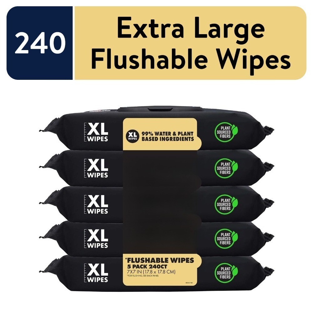 Flushable Wipes, Extra Large Shea BUTTer Smooth Wet Wipes, 240 Count