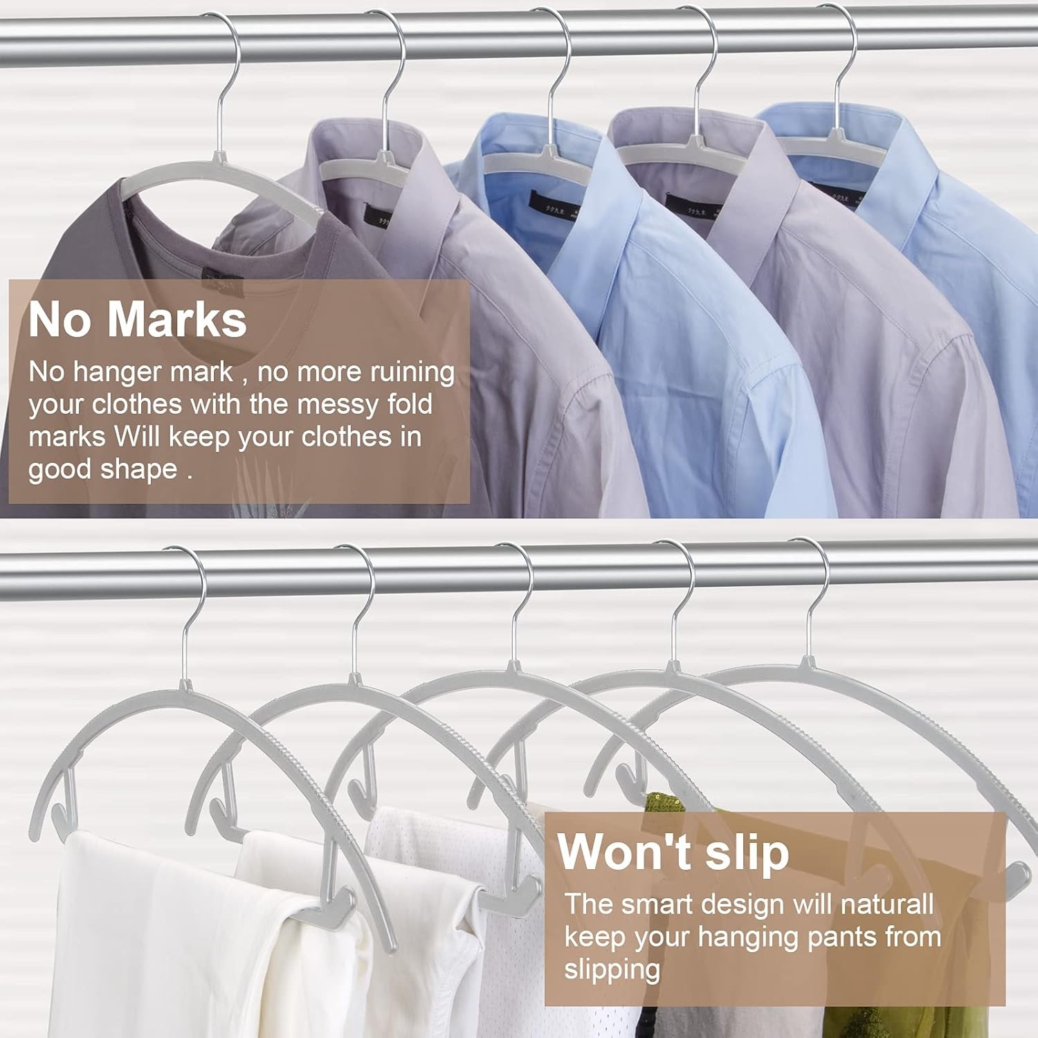 Plastic Hangers 50 Pack No Shoulder Bump Suit Hangers Non Slip Space aving Cloth