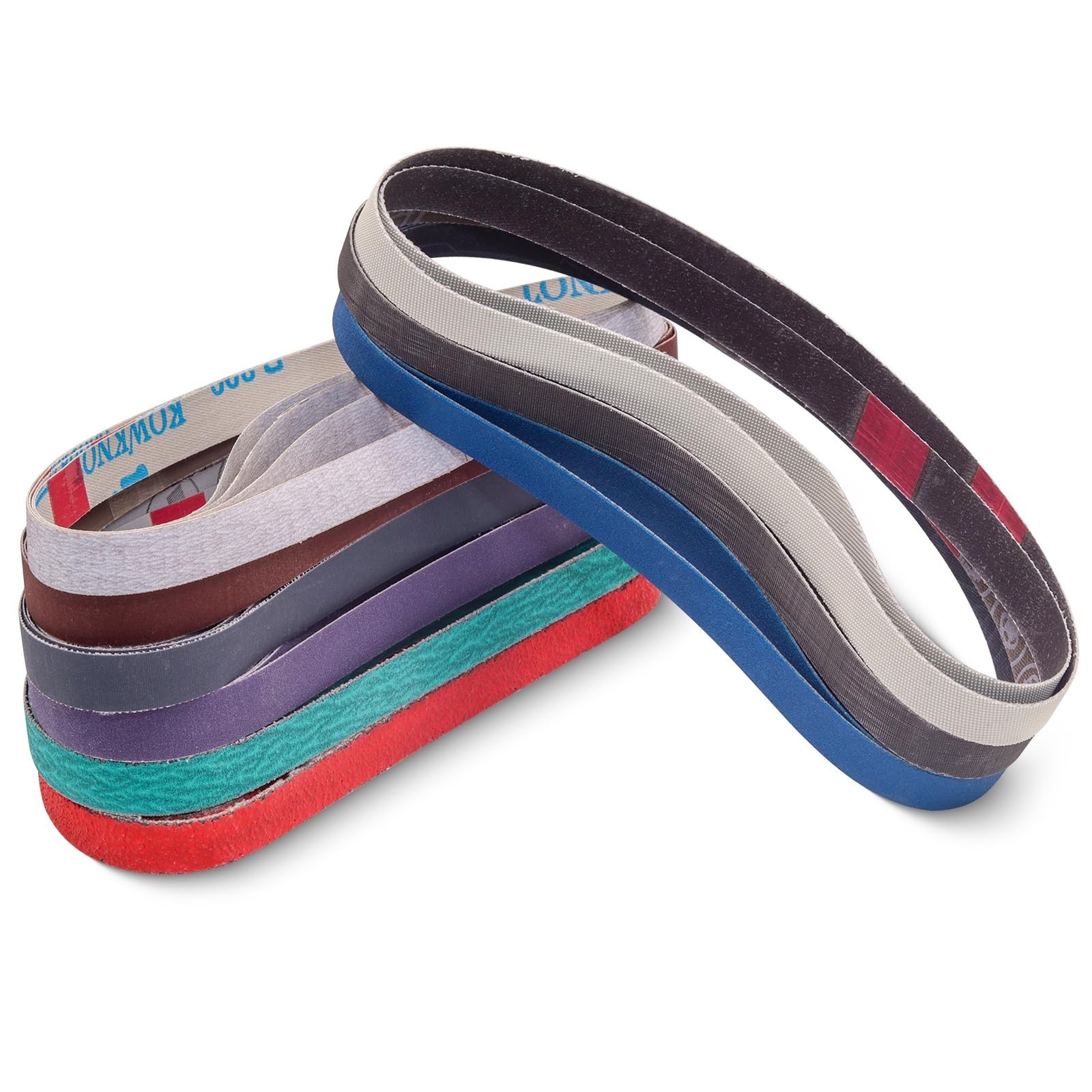 36 Pack 1/2 x 18 Inch Sanding Belts, 4 pcs Each of 80/120/240/400/600/800/100...