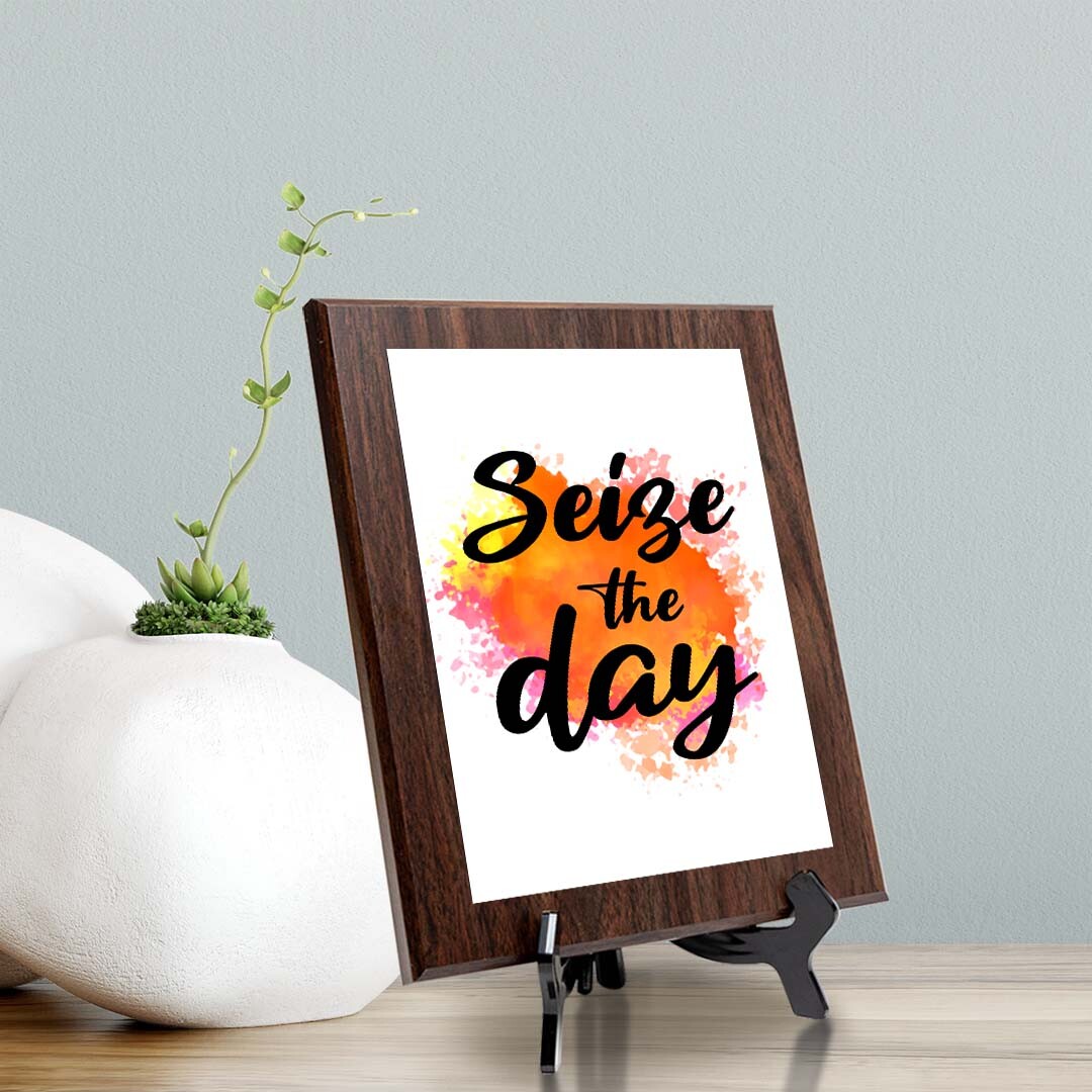 Seize The Day Decorative Wall Plaque (Full Color) | Positive Affirmation