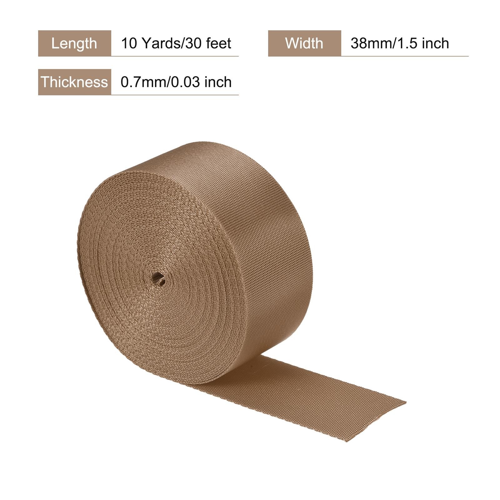 Flat Nylon Webbing Strap 1.5 Inch 10 Yards Light Brown for Backpack