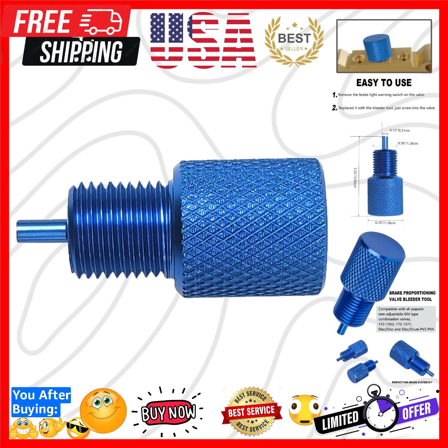 Brake Proportioning Valve Bleeder Tool, Valve Bleeding Tool Compatible with G...