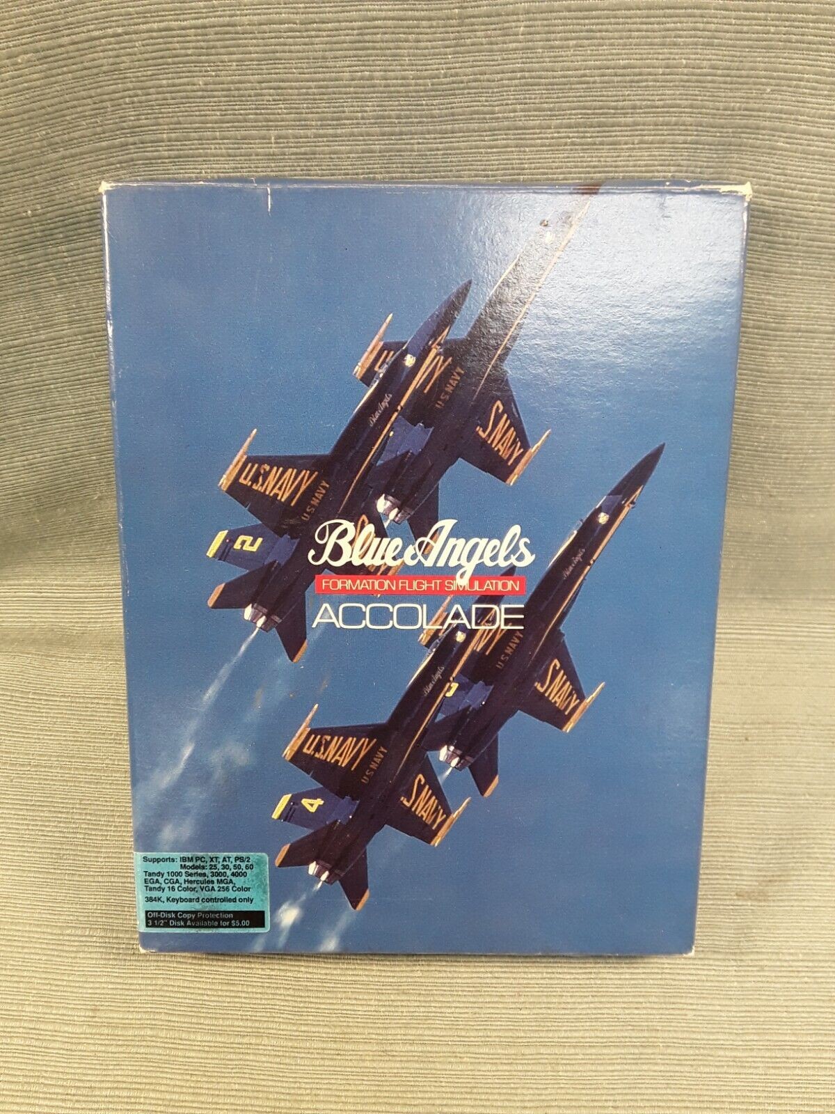 1989 Accolade Blue Angels Formation Flight Simulation IBM PC Floppy - Complete