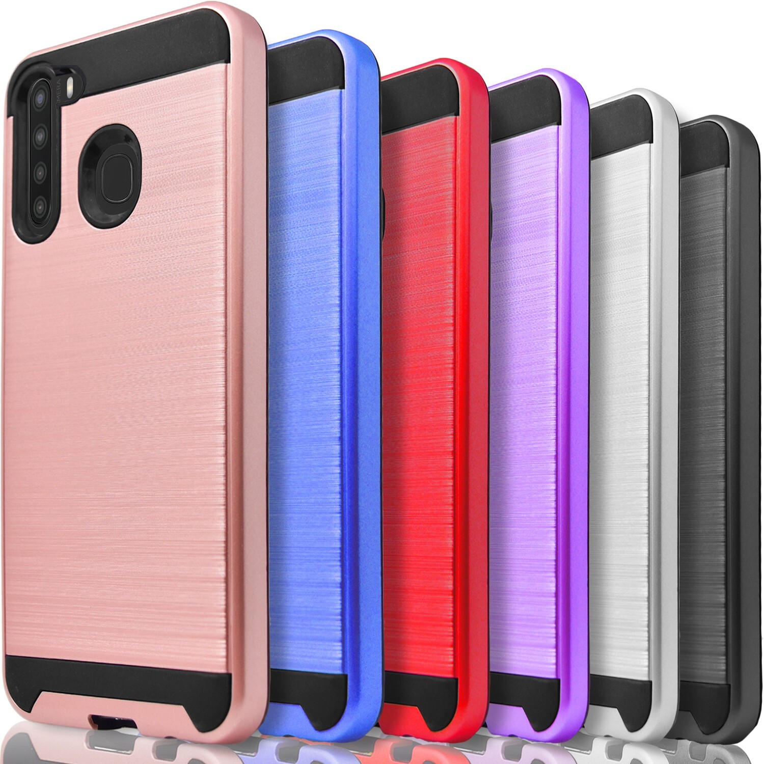 For Samsung Galaxy A21 Phone Case Cover Shockproof + Tempered Glass Protector