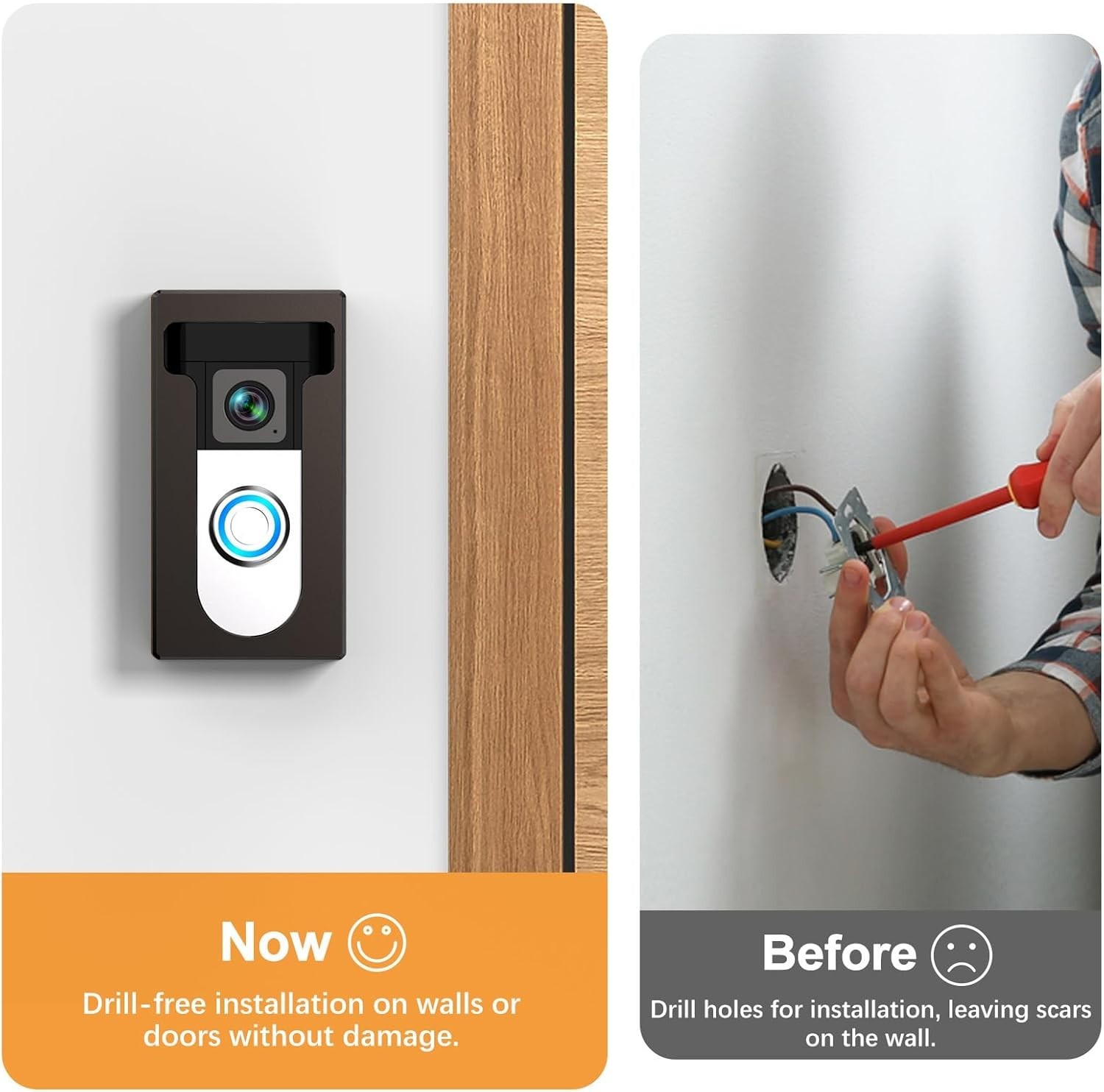 No Drill Adhesive Mount for Ring/Blink Video Doorbells - Effortless Security