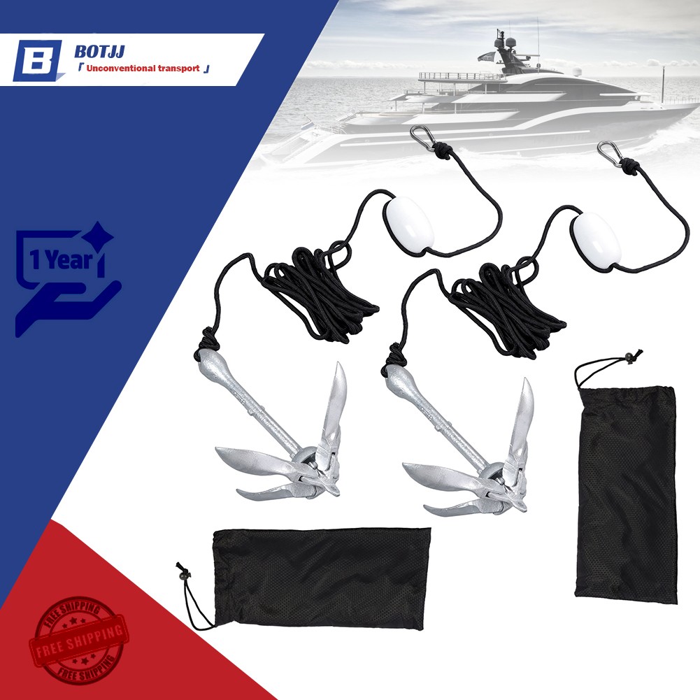 White Folding Anchor Set×2 1.5 3.3 5.5 7.1lb For Small Boats Canoe Paddle Boards