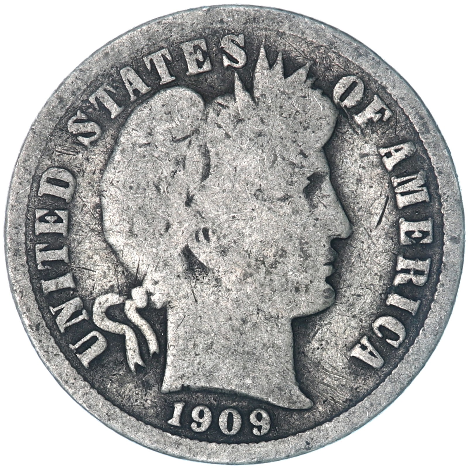 1909 (P) Barber Dime 90% Silver Good GD