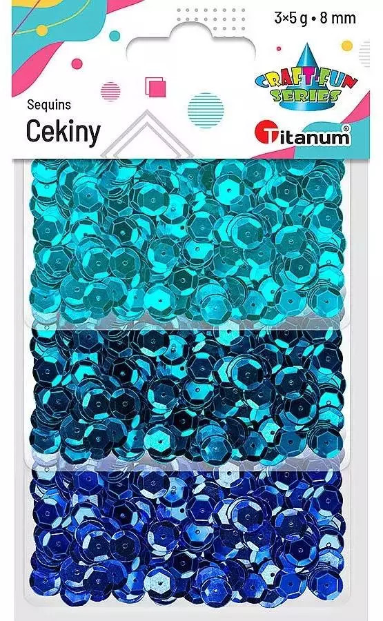 5907437665770 Cekiny 8mm zestaw metaliczny 3 kolory Titanum
