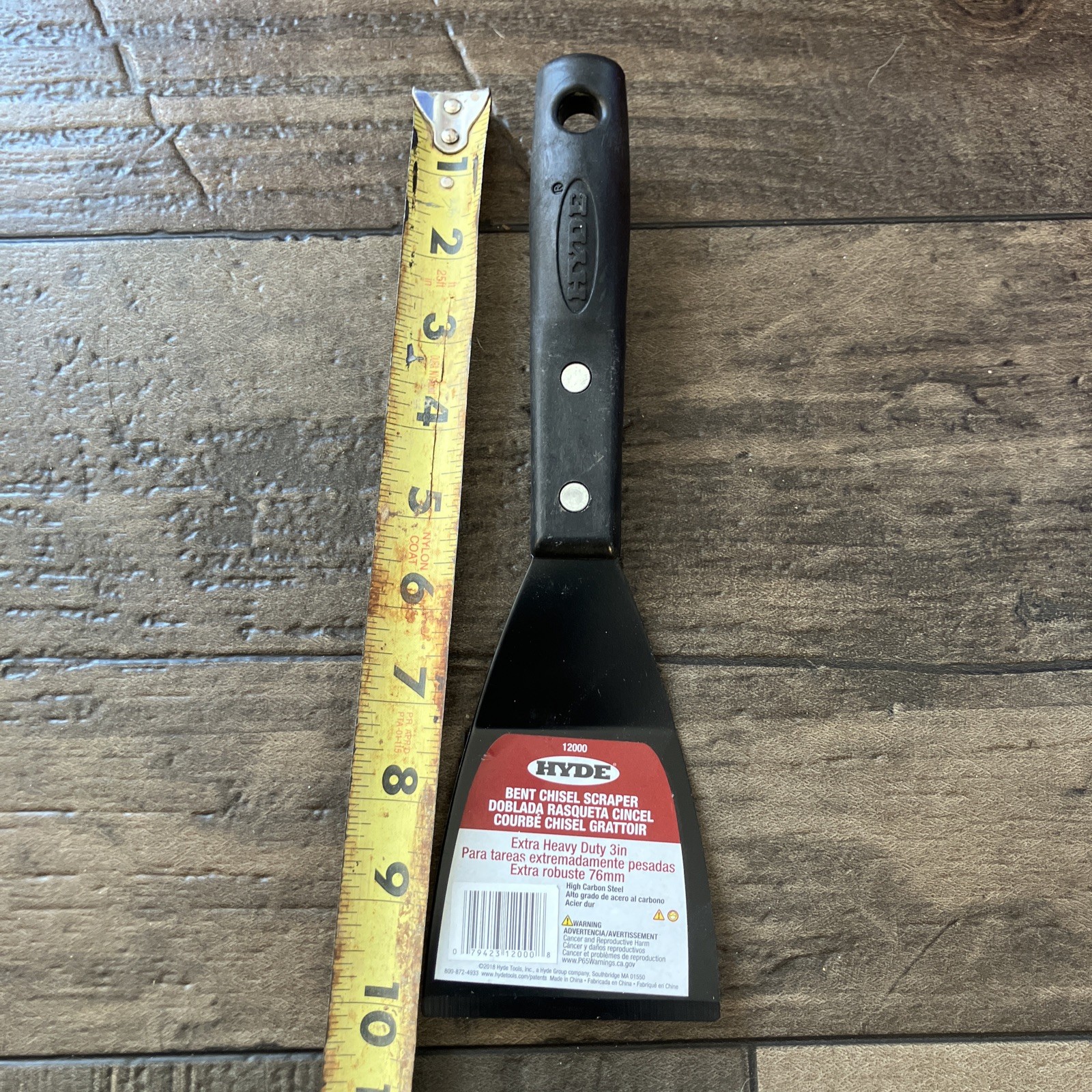 Bent Chisel Scraper 3” Heavy Duty Hyde 12000 HCS Blade Black Contour-Grip