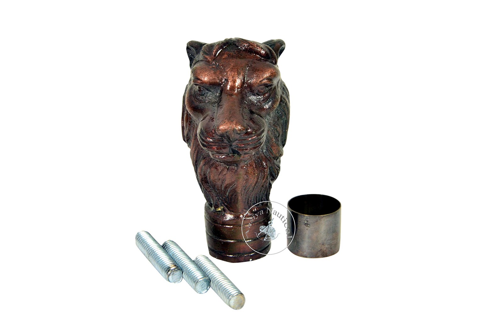 Solid Aluminum Lion Head Handle Wooden Walking Stick Decorative Cane Prop