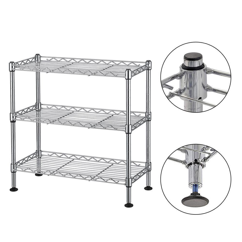 18"x8"x18" 3 Shelf Adjustable Storage Unit Wire Shelving Organizer Wire Rack