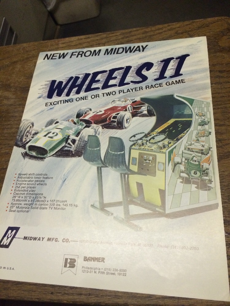 Midway WHEELS 2 Arcade Video Game flyer- original