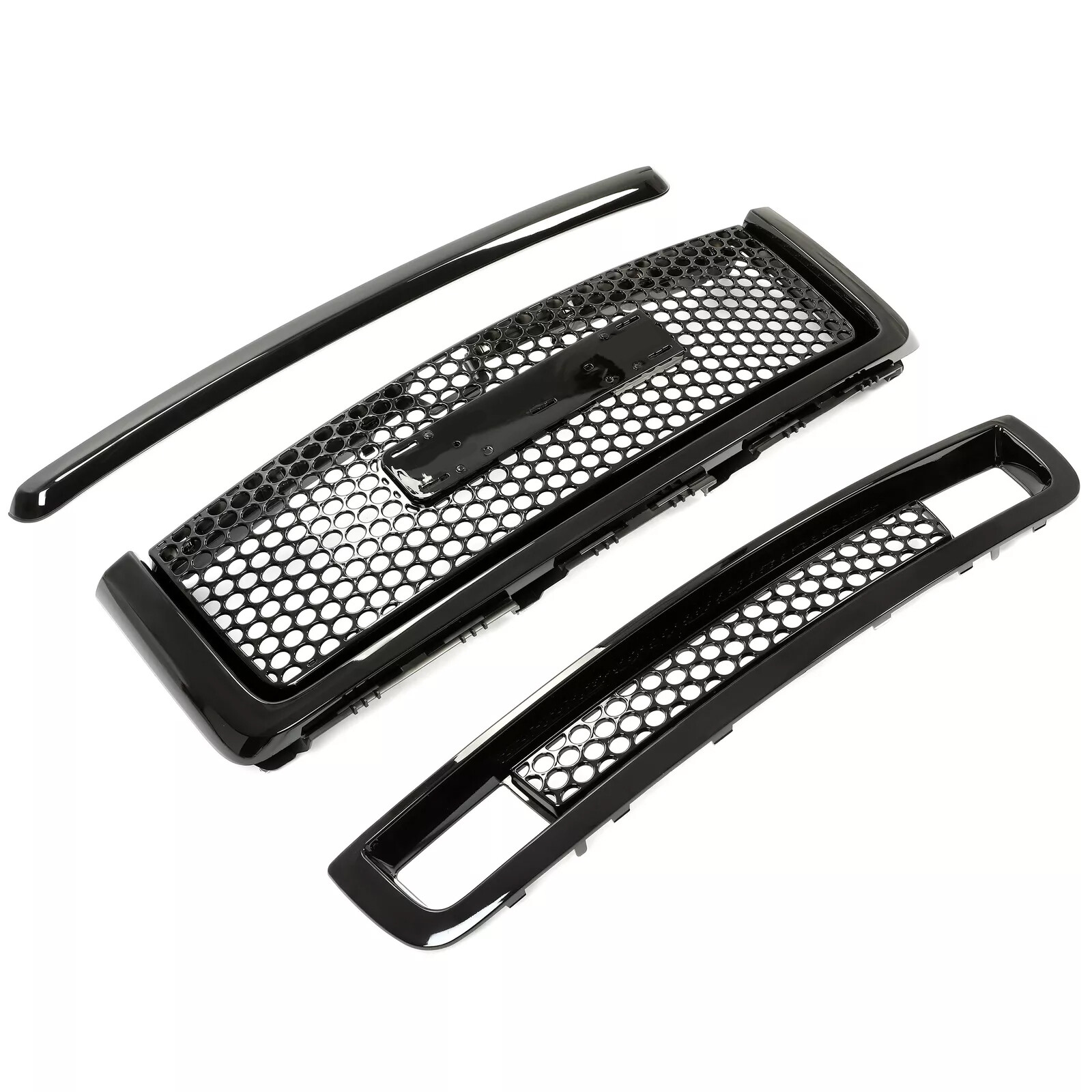 For GMC Sierra 1500 Denali Pickup 2007-2013 Upper Lower Grille Hood Molding 3Pcs