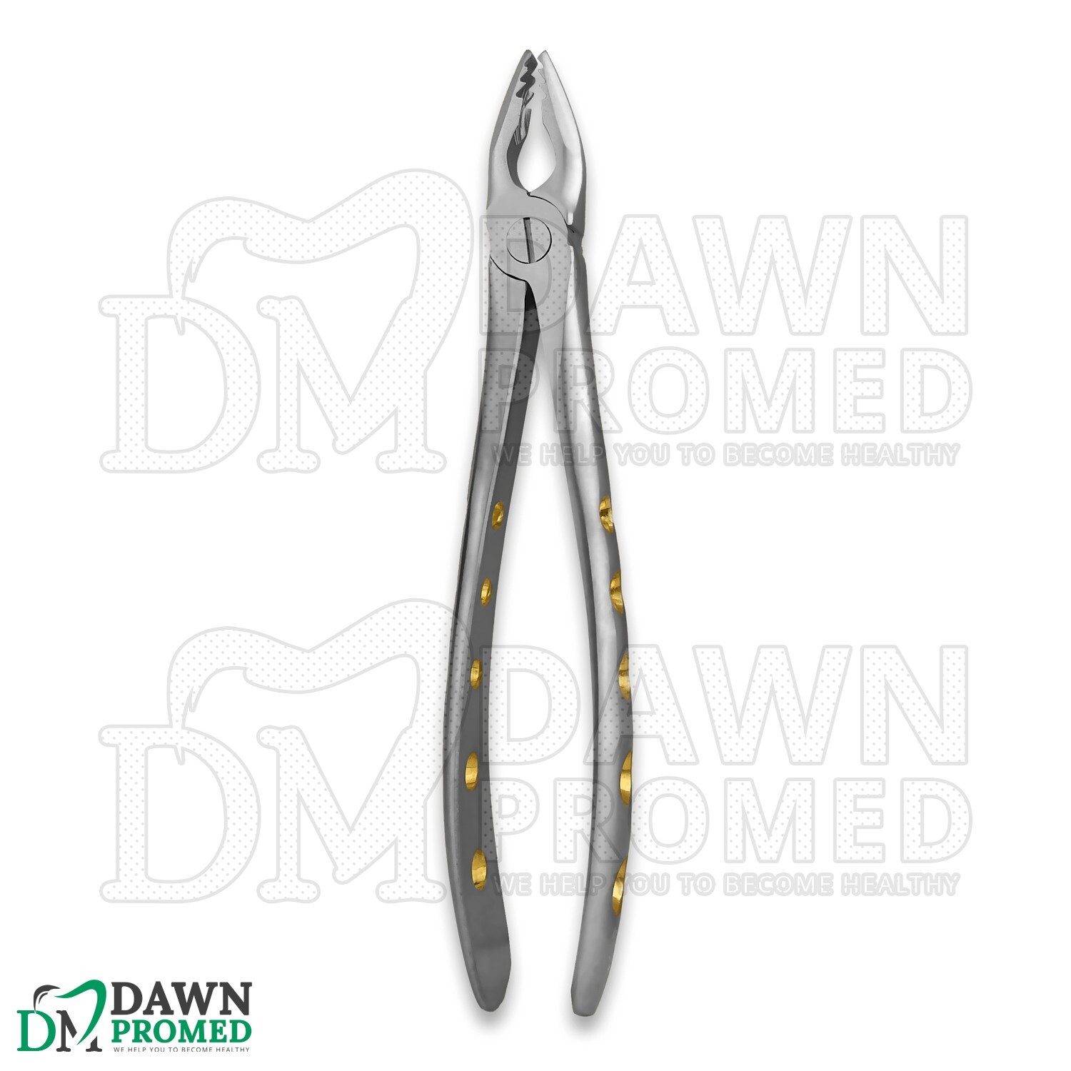 Dental Extracting Forceps #34M Gold Hollow Python Grip Handle German Grade