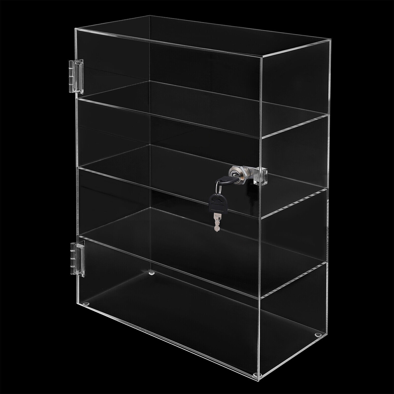4-Layer Clear Acrylic Display Case 30 × 15 × 40 cm Lockable Countertop Showcase