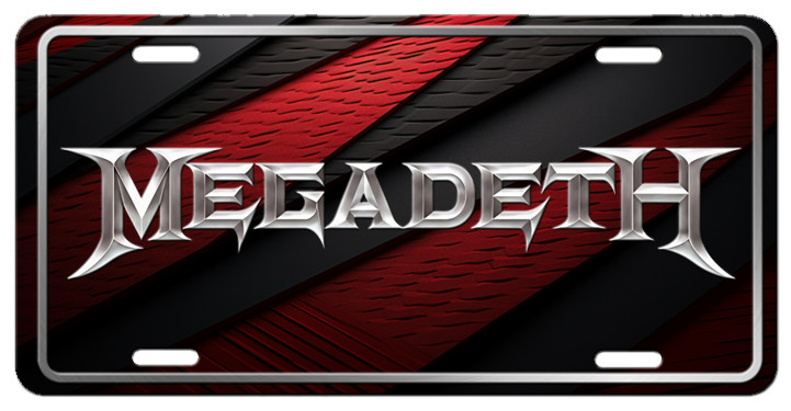 Cool Megadeth Heavy Metal Band Aluminum License Plate Tag Silver Black and Red