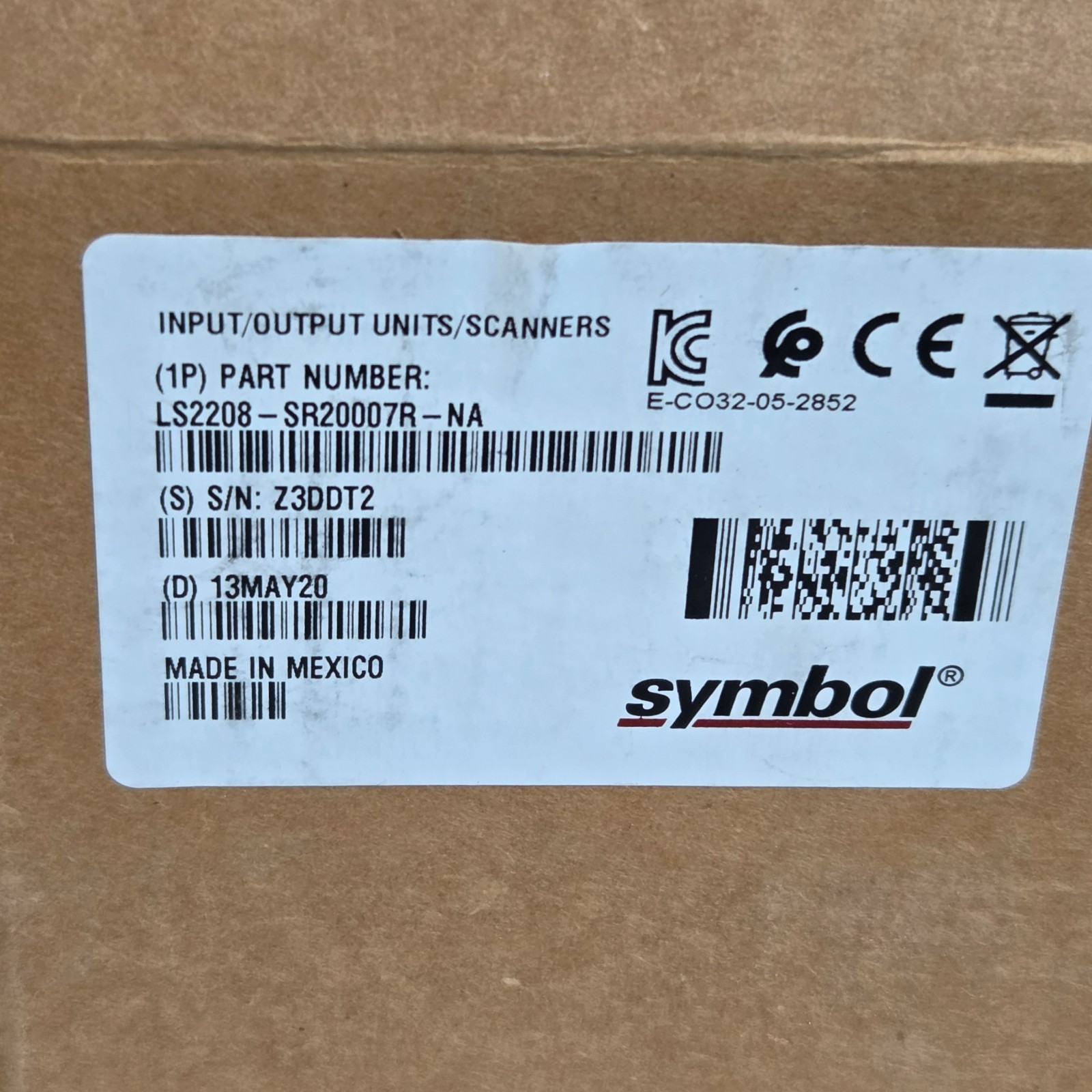 Zebra Symbol LS2208 Barcode Scanner Kit LS2208-SR20007R-NA USB Cable, Stand