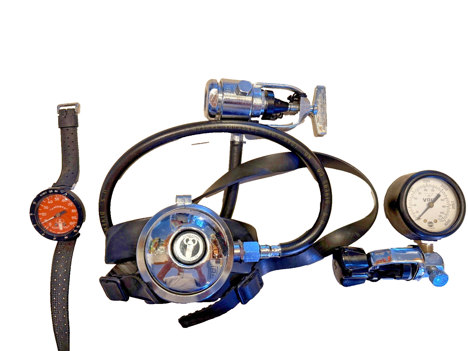 vintage aqua lung conshelf XI scuba regulator set 1st & 2nd stage